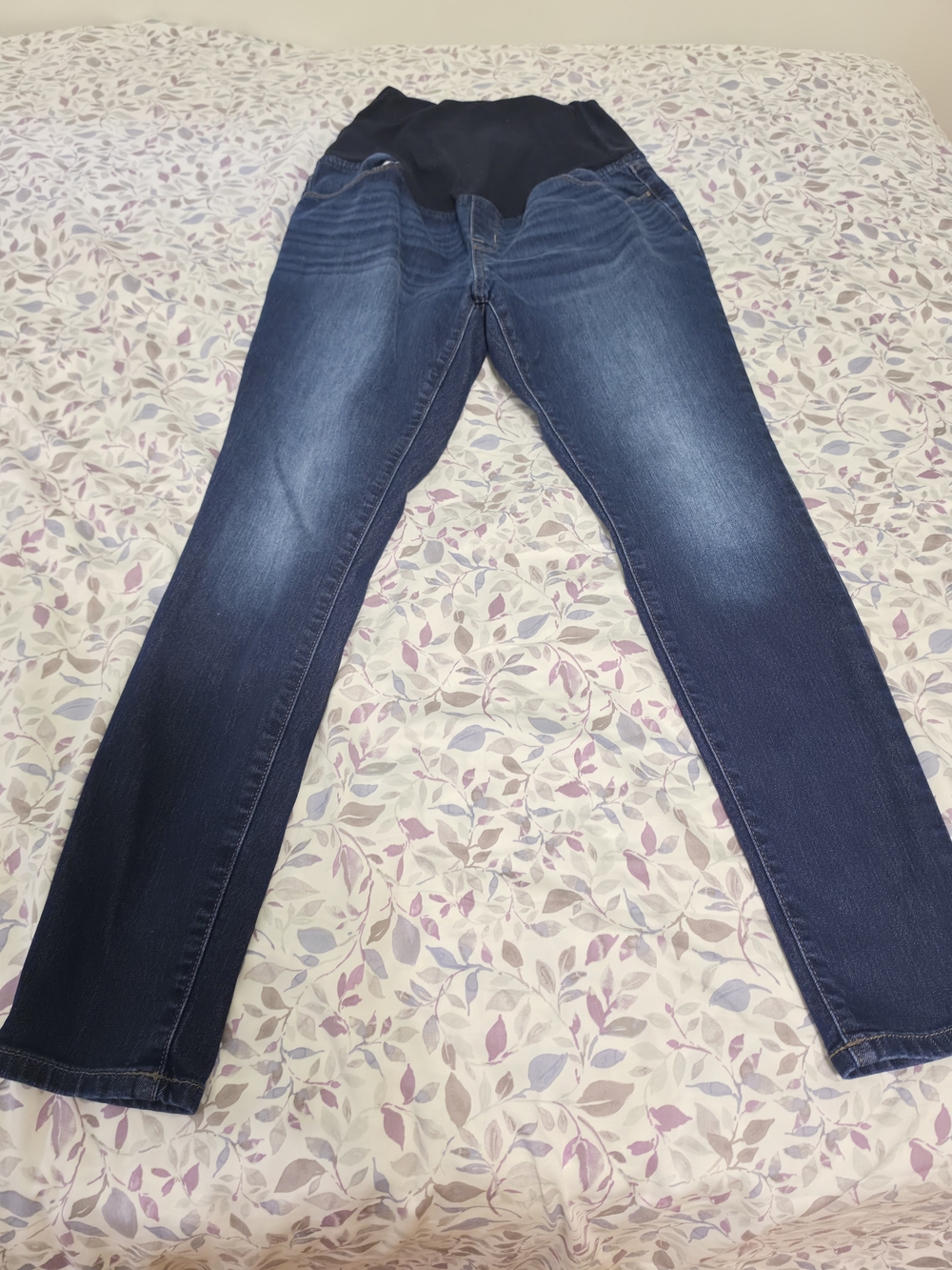 Maternity Dark Blue Stretch Skinny Jeans with Overband